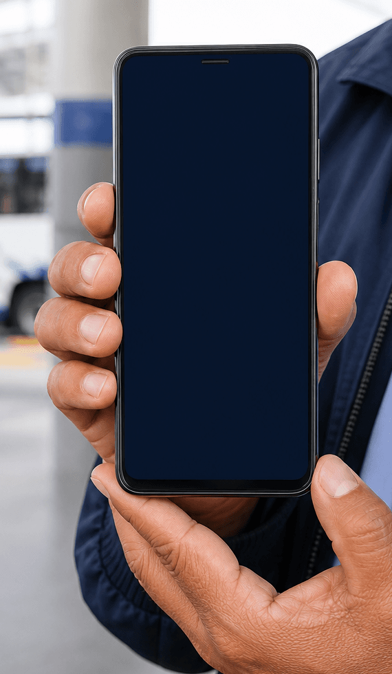 Manos de un socio sosteniendo un teléfono con FACTOHJ Socios